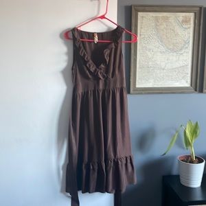 Brown silk anthro dress